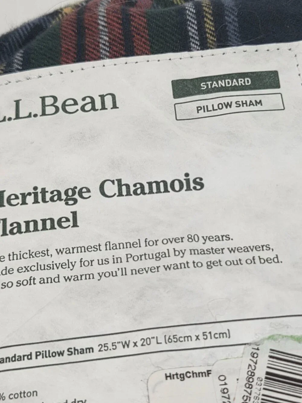L.L.Bean Heritage Chamois Flannel Standard Pillow Shams Navy Plaid NWT Set